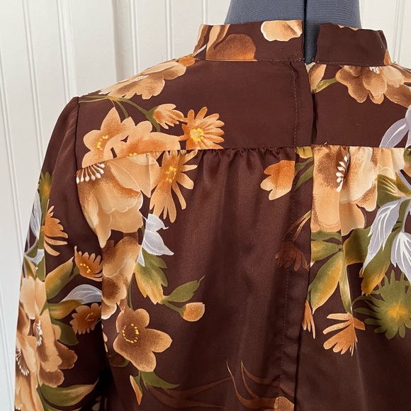 Vintage 60s 70s Brown Hawaiian Dress Casual Mumu MuuMuu House Dress Nightgown - Picture 6 of 14